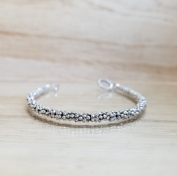 Ladies Silver Beaded Toggle Bracelet - Picture 7 of 11